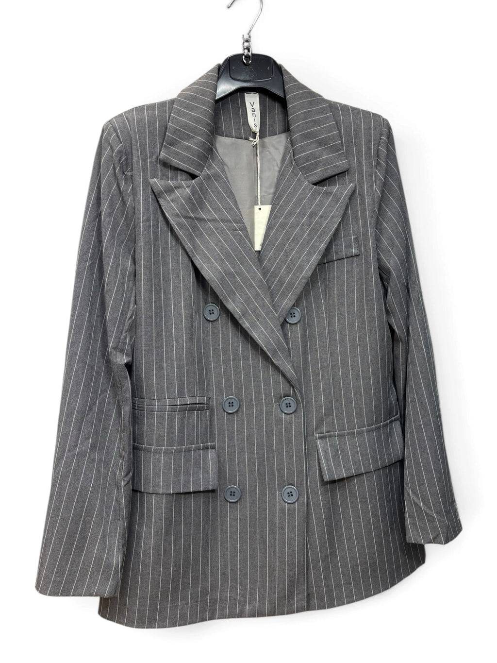 Completo Tailleur 4 Pezzi Grigio Gessato – Blazer, Pantalone, Camicia e Cravatta