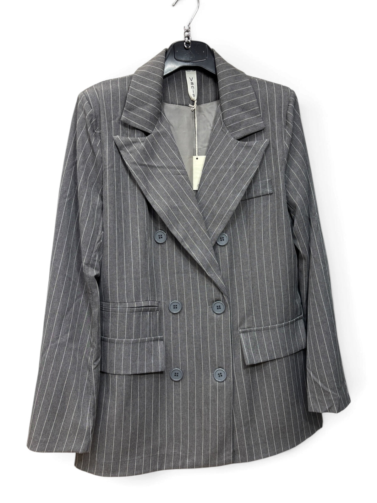 Completo Tailleur 4 Pezzi Grigio Gessato – Blazer, Pantalone, Camicia e Cravatta