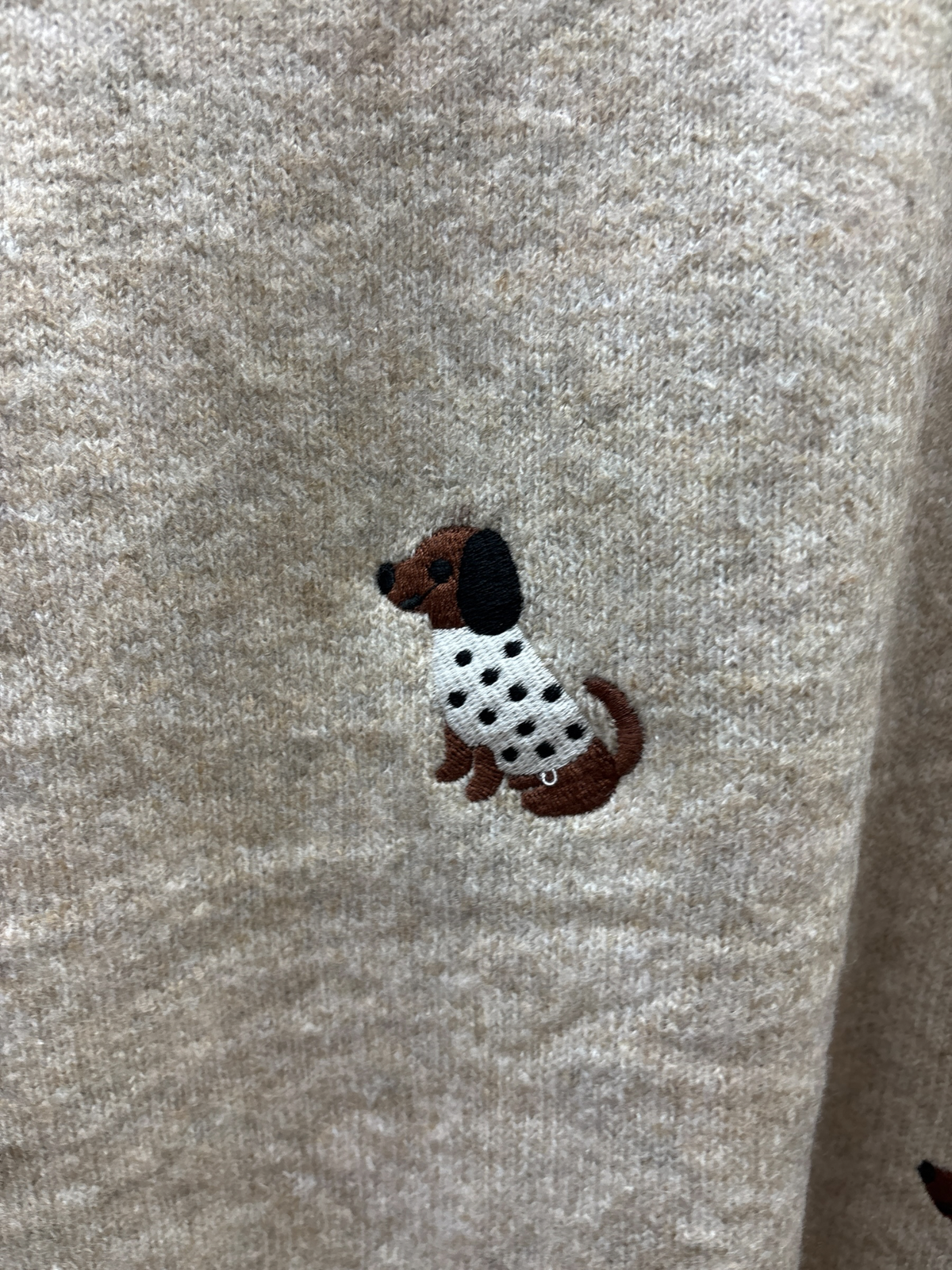 Maglia Dog Embroidery Beige