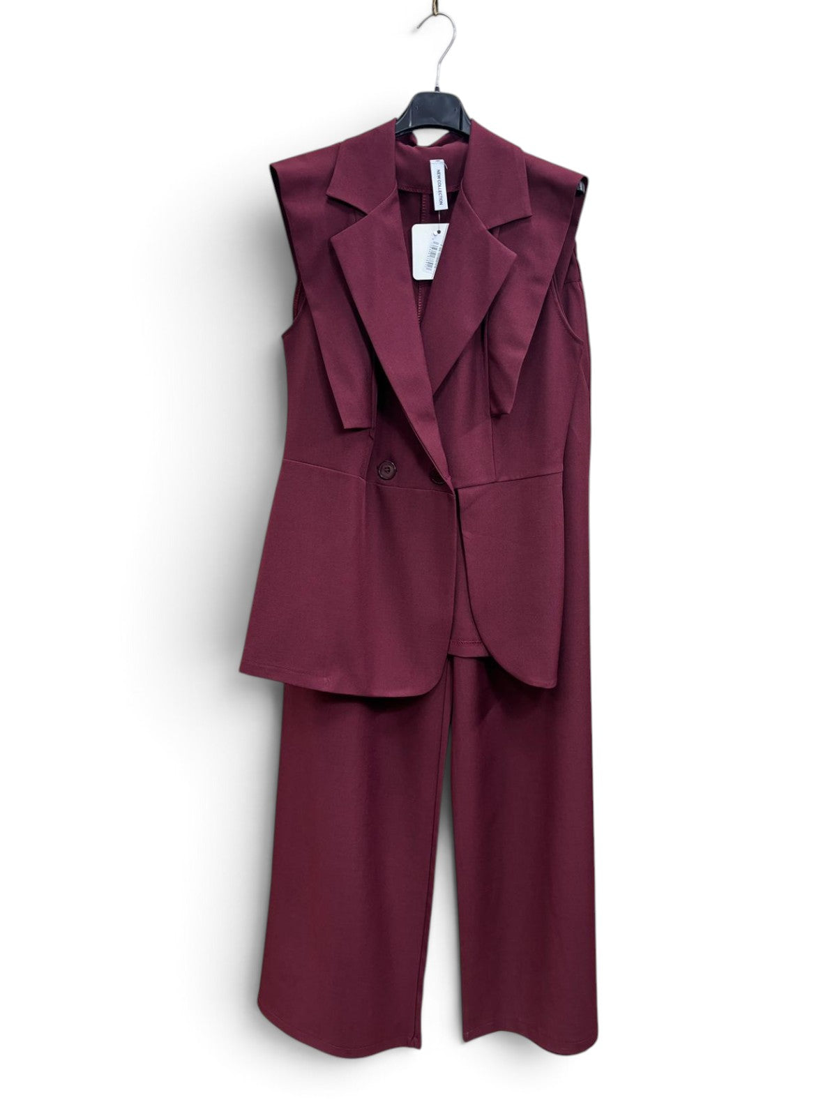 Completo Gilet & Pantalone Palazzo Bordeaux