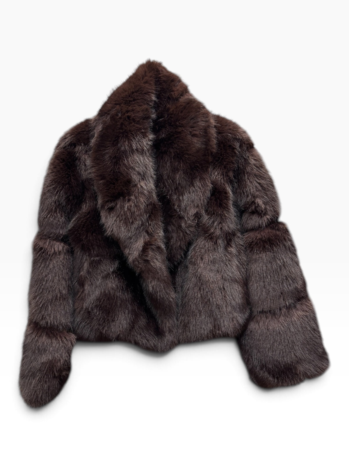 Giacca in Eco-Pelliccia Marrone Scuro