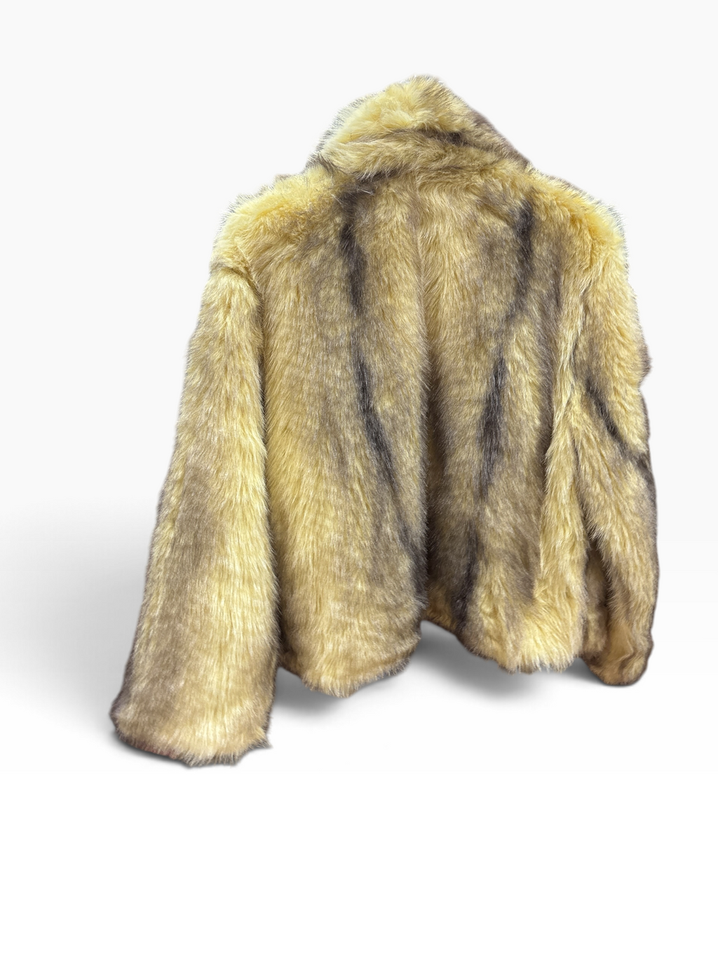 Giacca Corta in Ecopelliccia Gialla con Revers