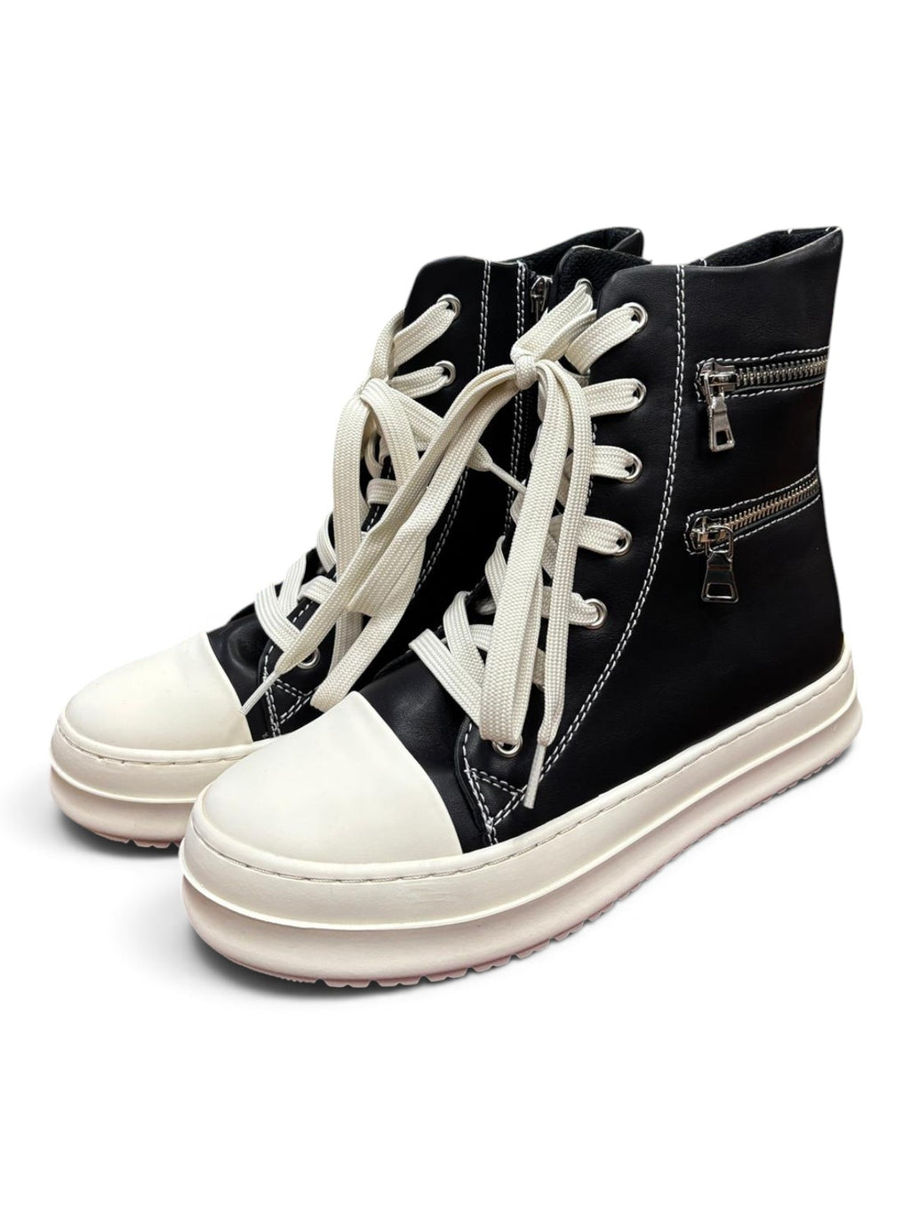 Sneakers High-Top Zip Nero & Bianco