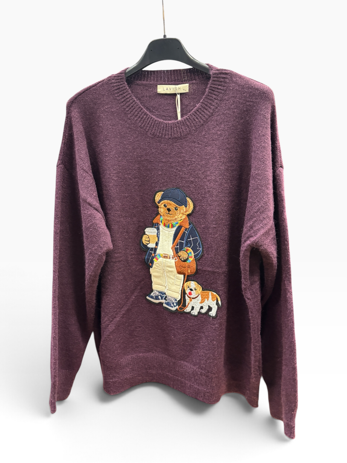 Maglia Teddy Embroidery Bordeaux