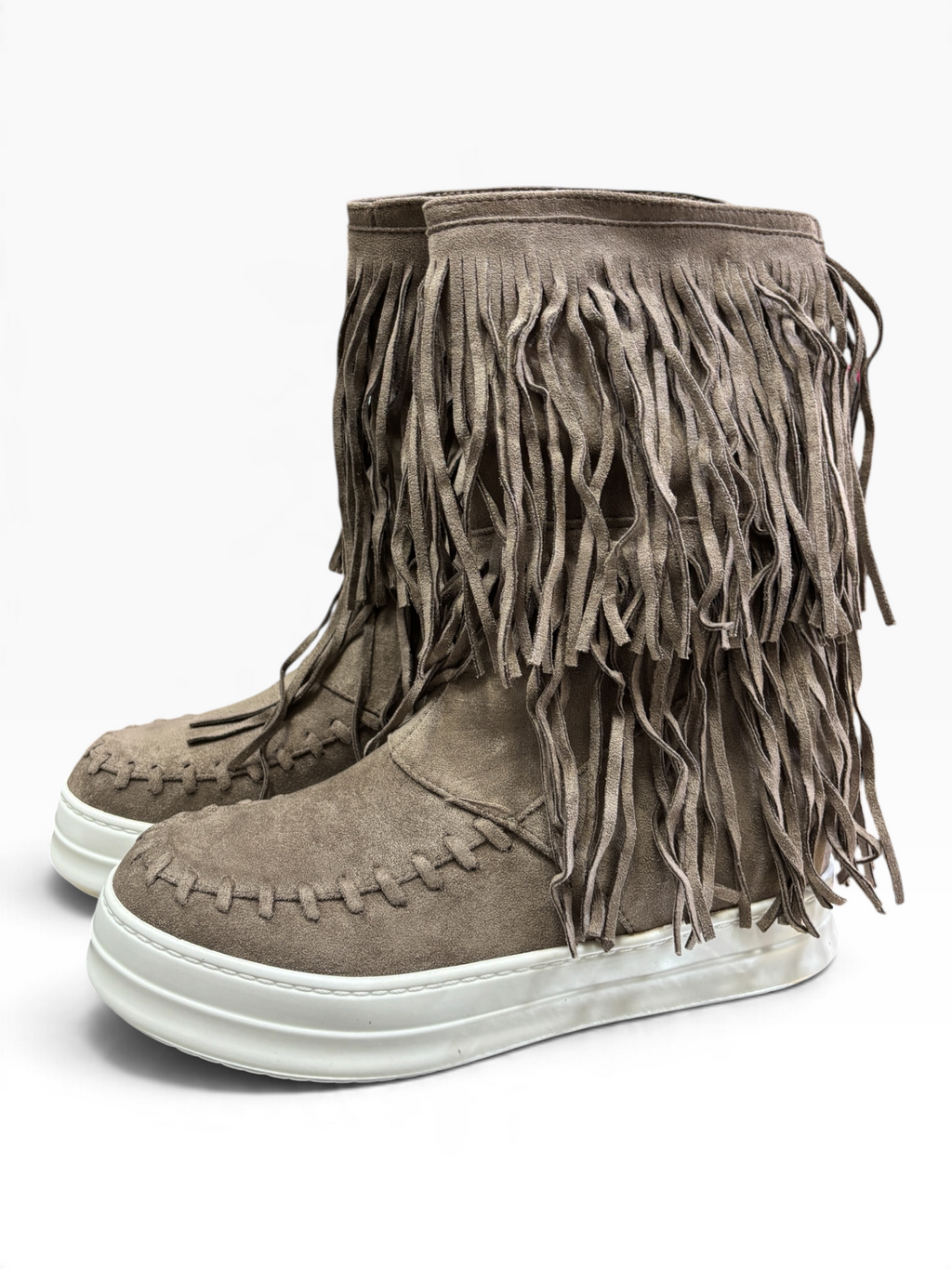 Stivaletto Frange Boho Chic Beige