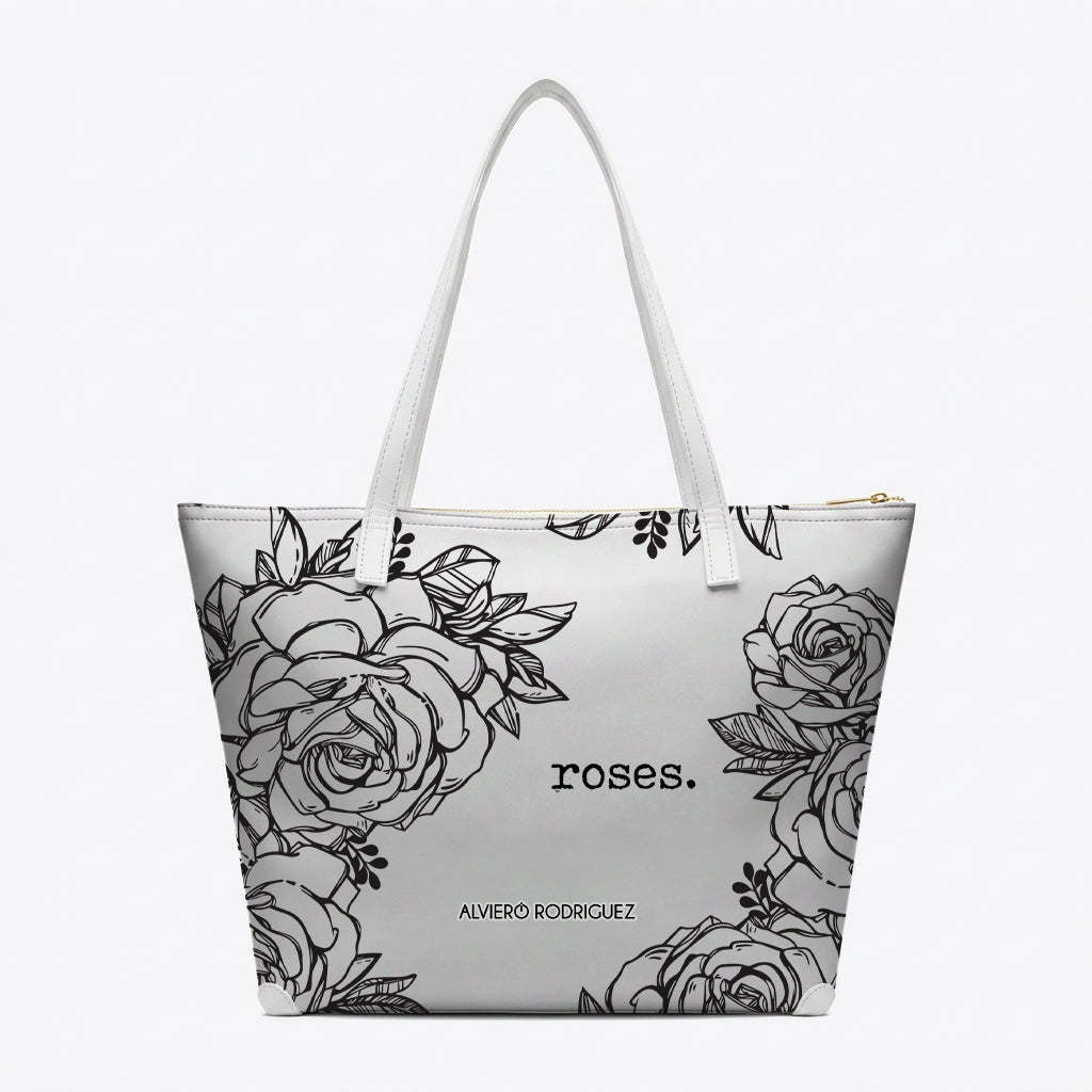 SHOPPER MAXI BIANCA ROSES BLACK
