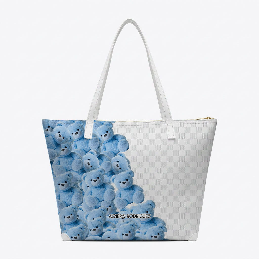 SHOPPER MAXI BIANCA TEDDY BLU