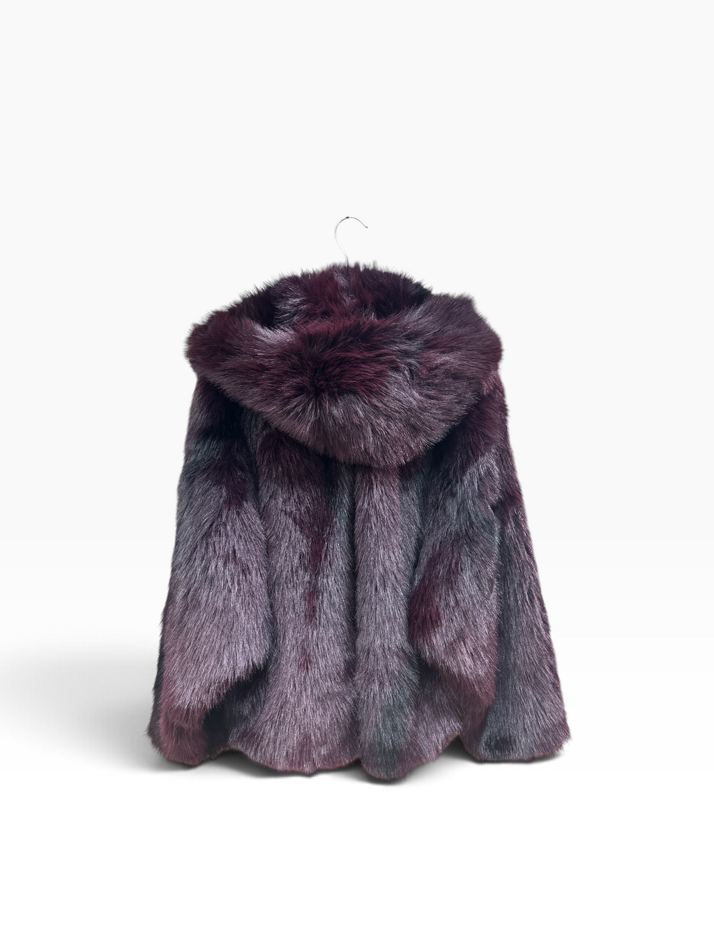 Cappotto corto in ecopelliccia bordeaux
