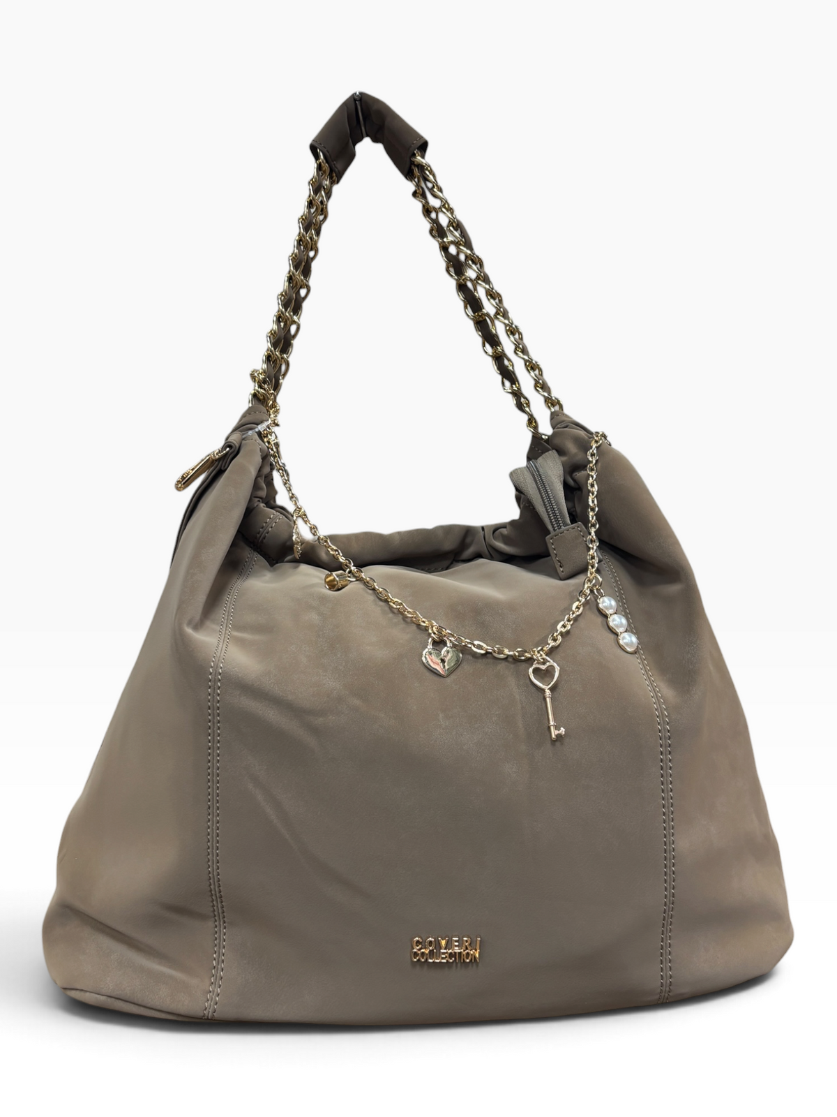 Borsa Coveri Collection Beige con Catena Gioiello