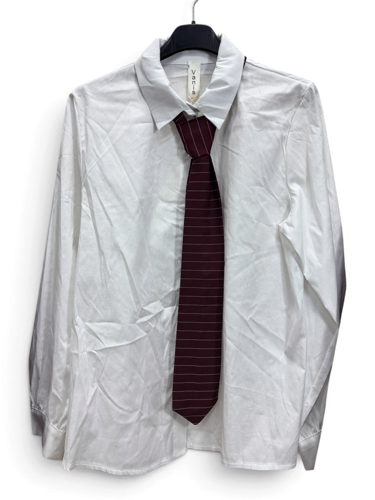 Completo Tailleur 4 Pezzi Burgundy Gessato – Blazer, Pantalone, Camicia e Cravatta