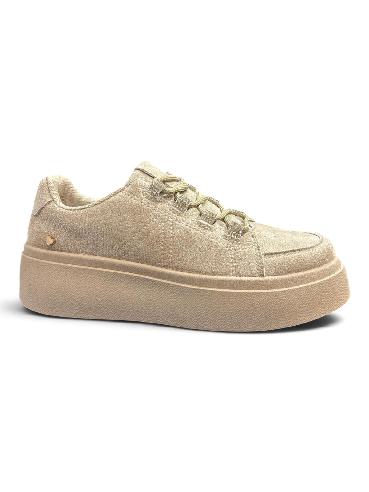 Sneakers Platform Suede Beige