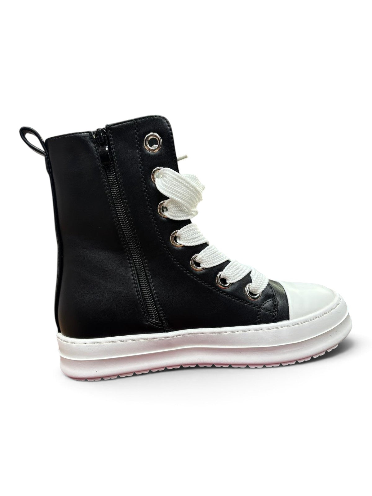 Sneakers High-Top Platform Nero & Bianco