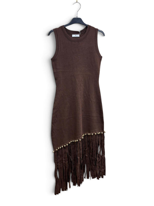 Abito Frange Boho Marrone