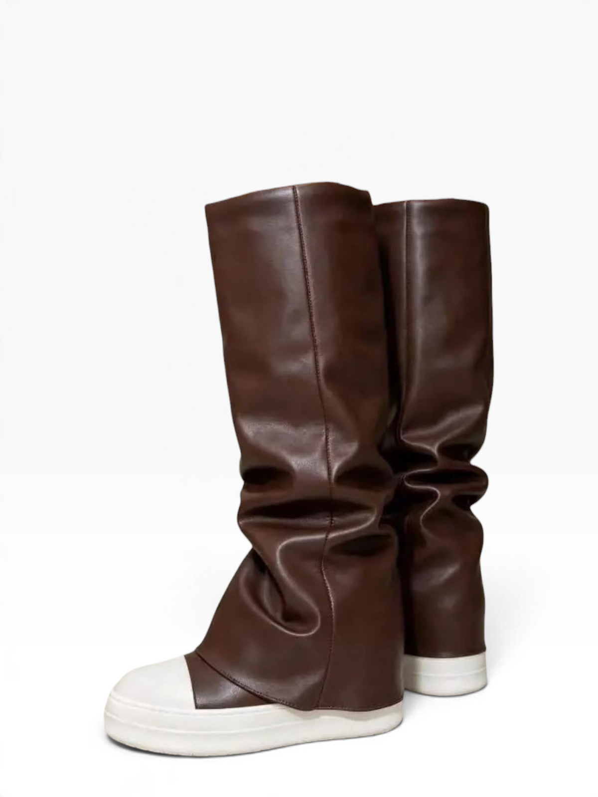Stivale Biker Marrone con Fondo Bianco