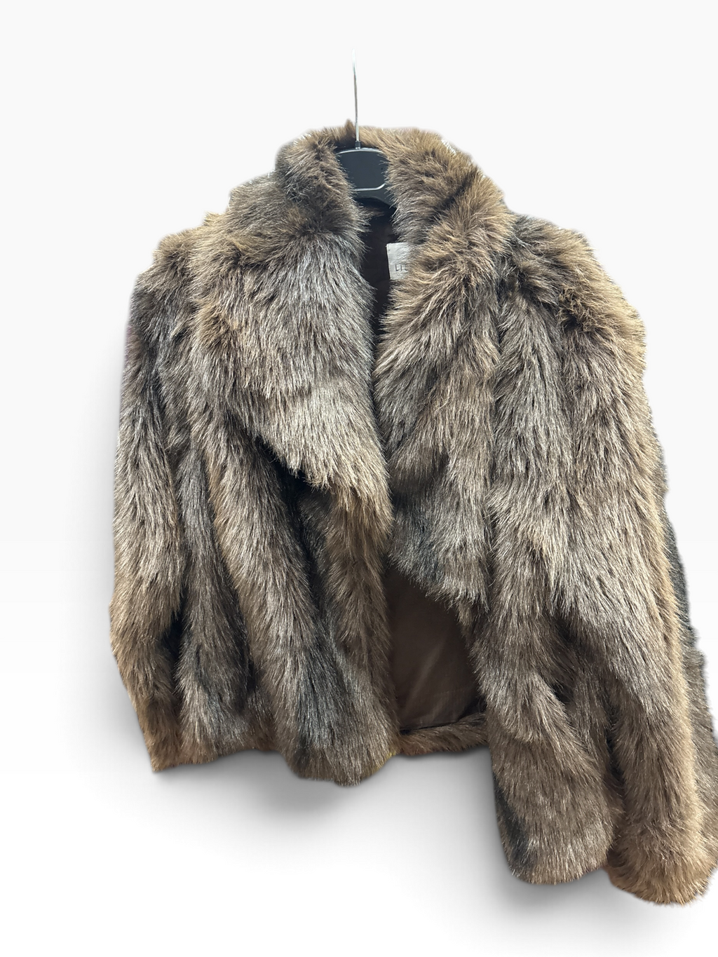 Giacca Corta in Ecopelliccia Marrone con Revers