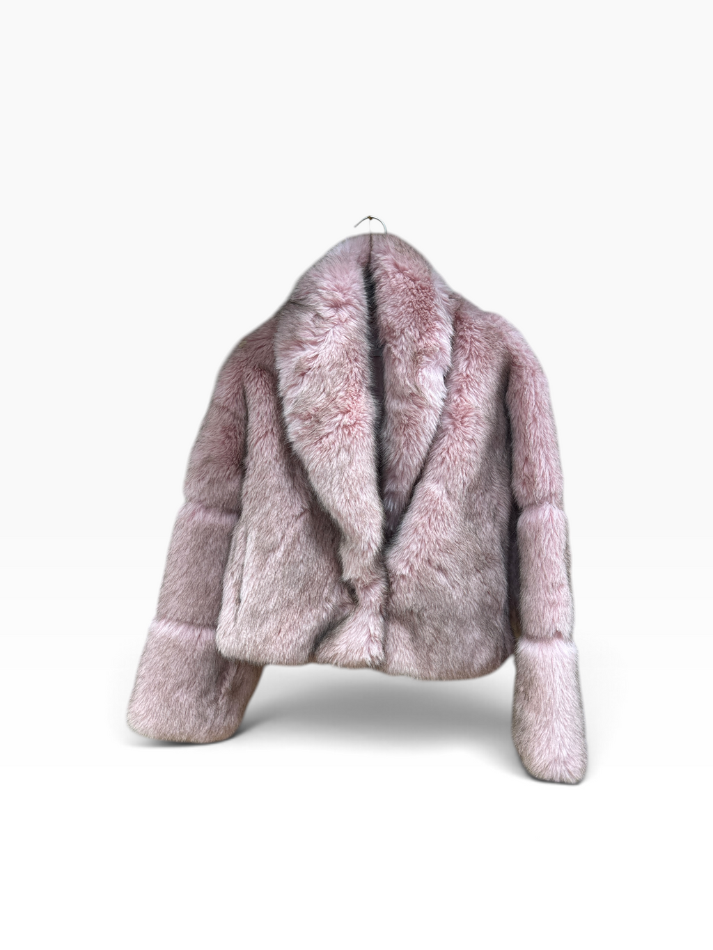Giacca in eco-pelliccia rosa cipria