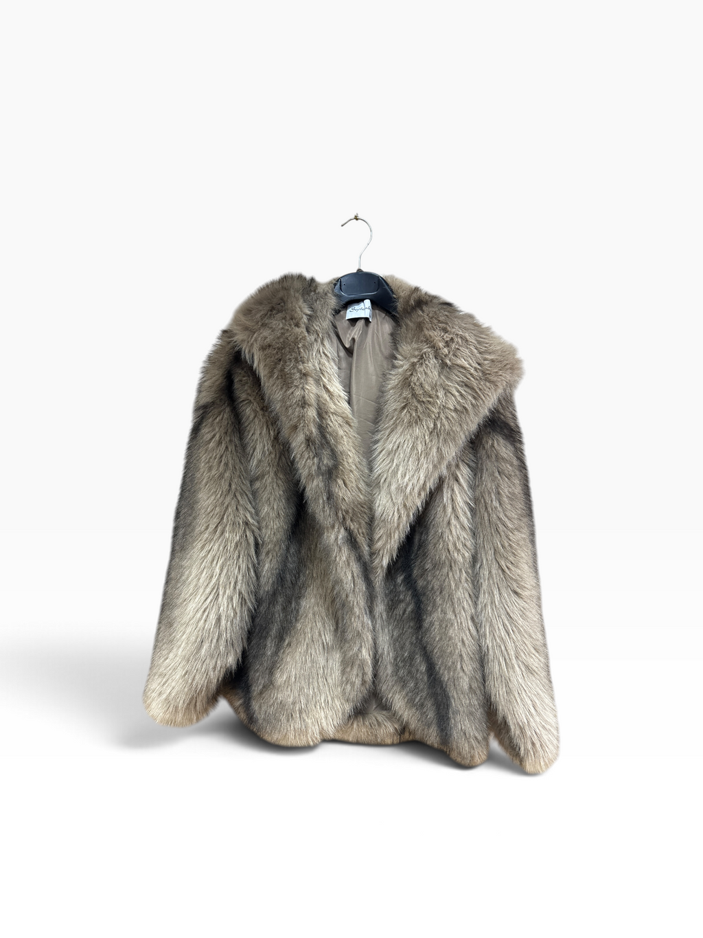 Cappotto in pelliccia sintetica color beige/tortora