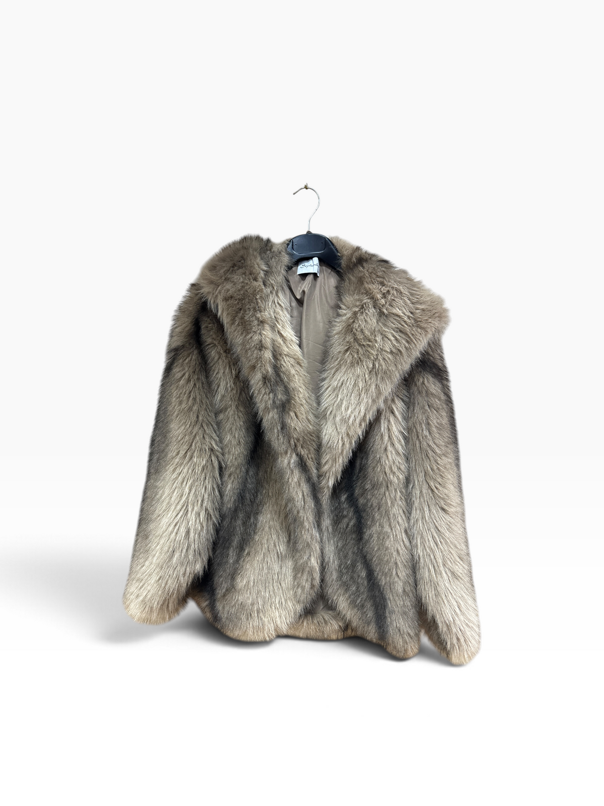 Cappotto in pelliccia sintetica color beige/tortora