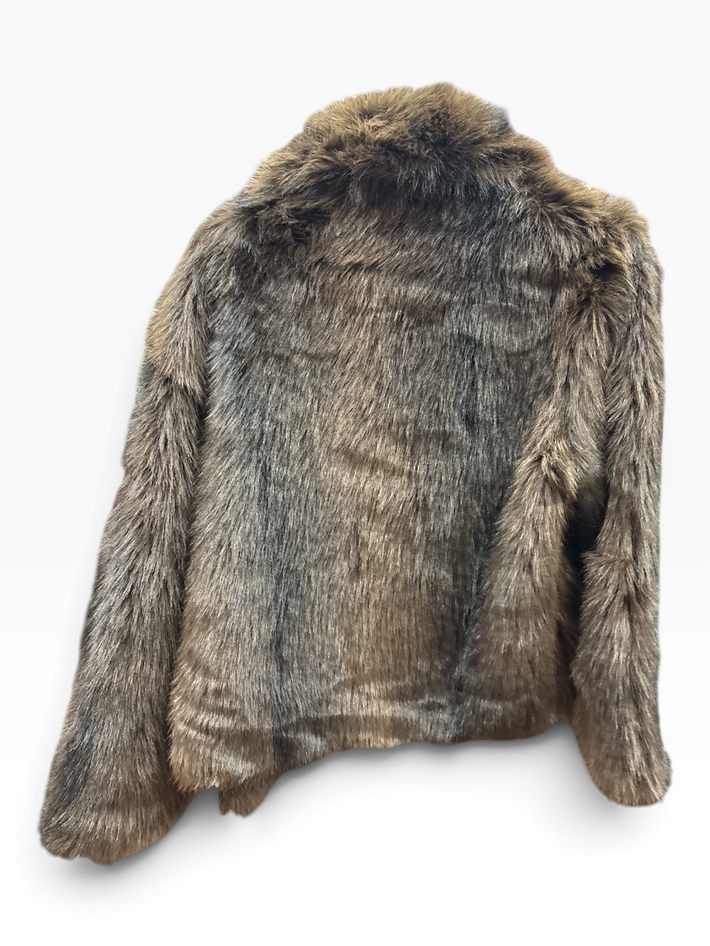 Giacca Corta in Ecopelliccia Marrone con Revers