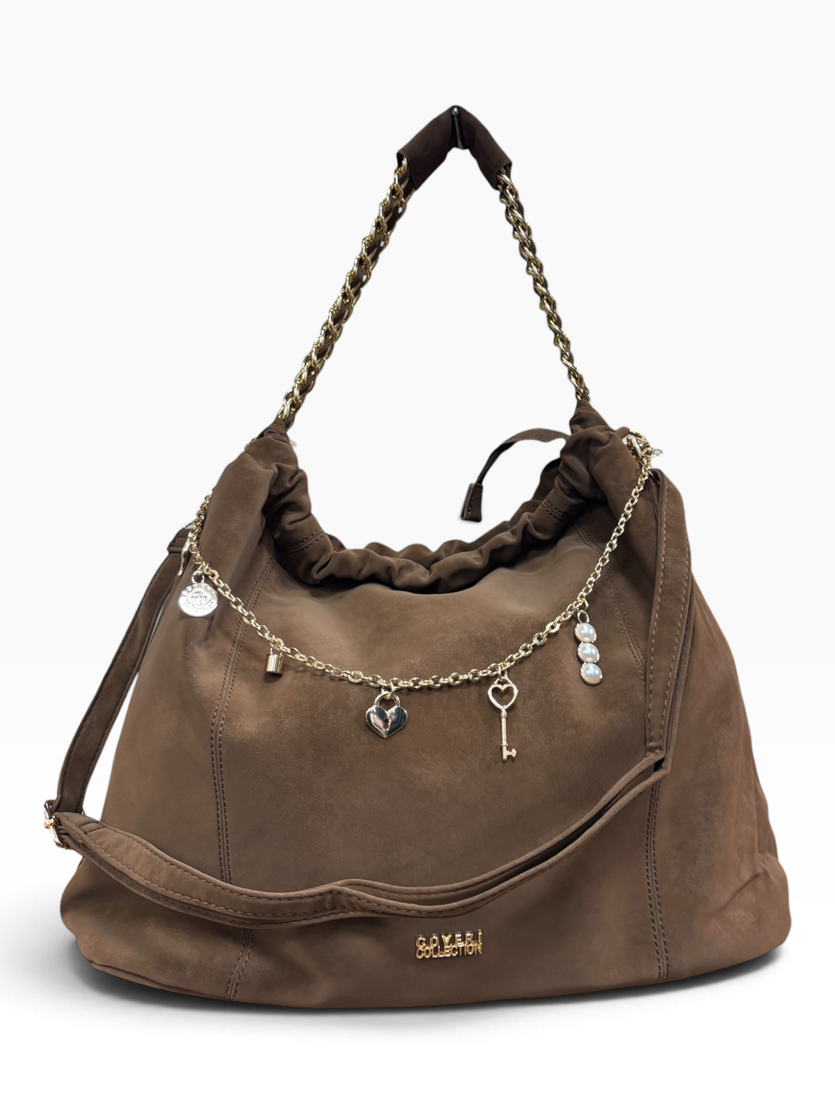 Borsa Coveri Collection Brown con Catena Gioiello