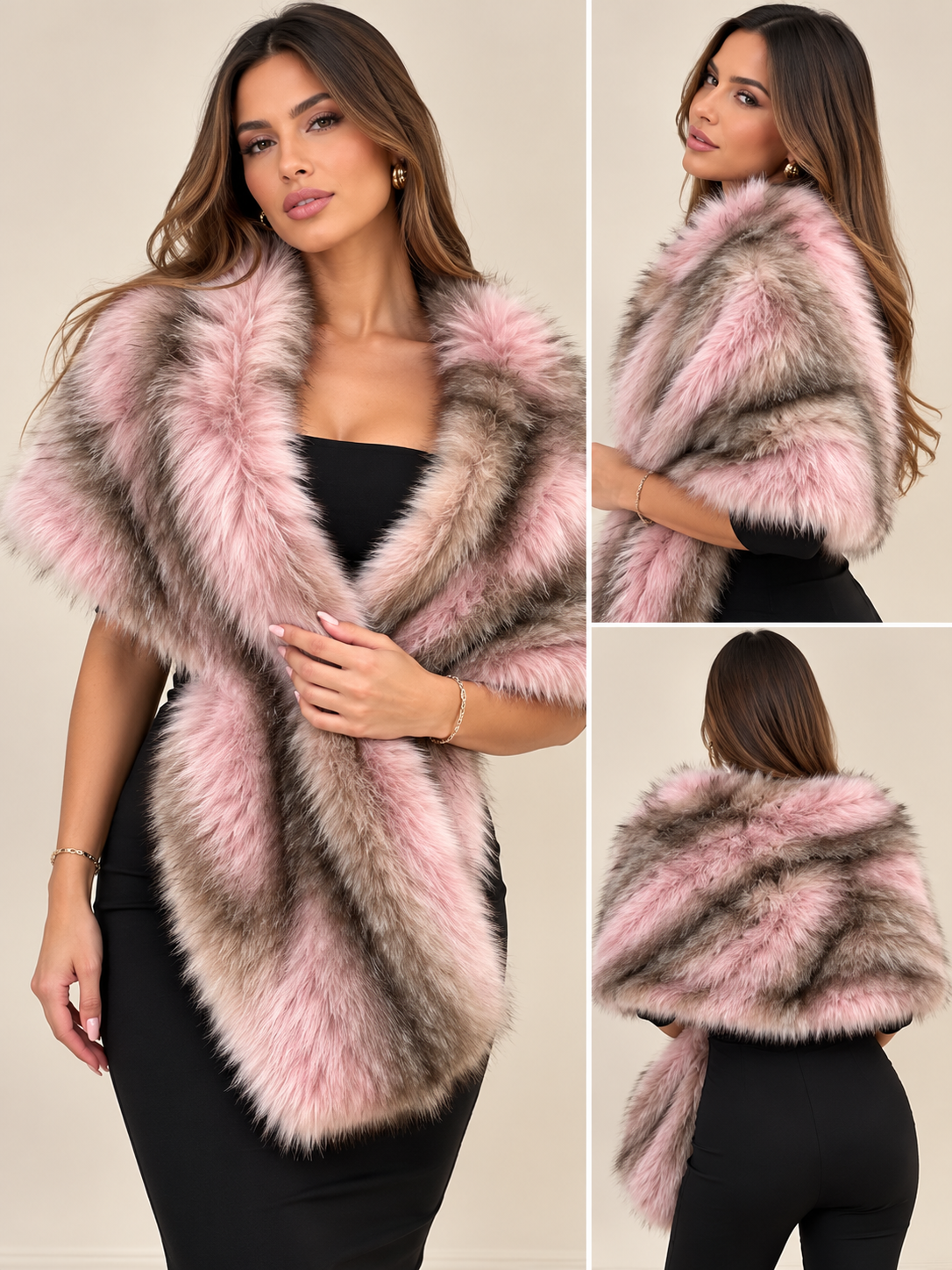 Scialle Luxury Fur Rosa