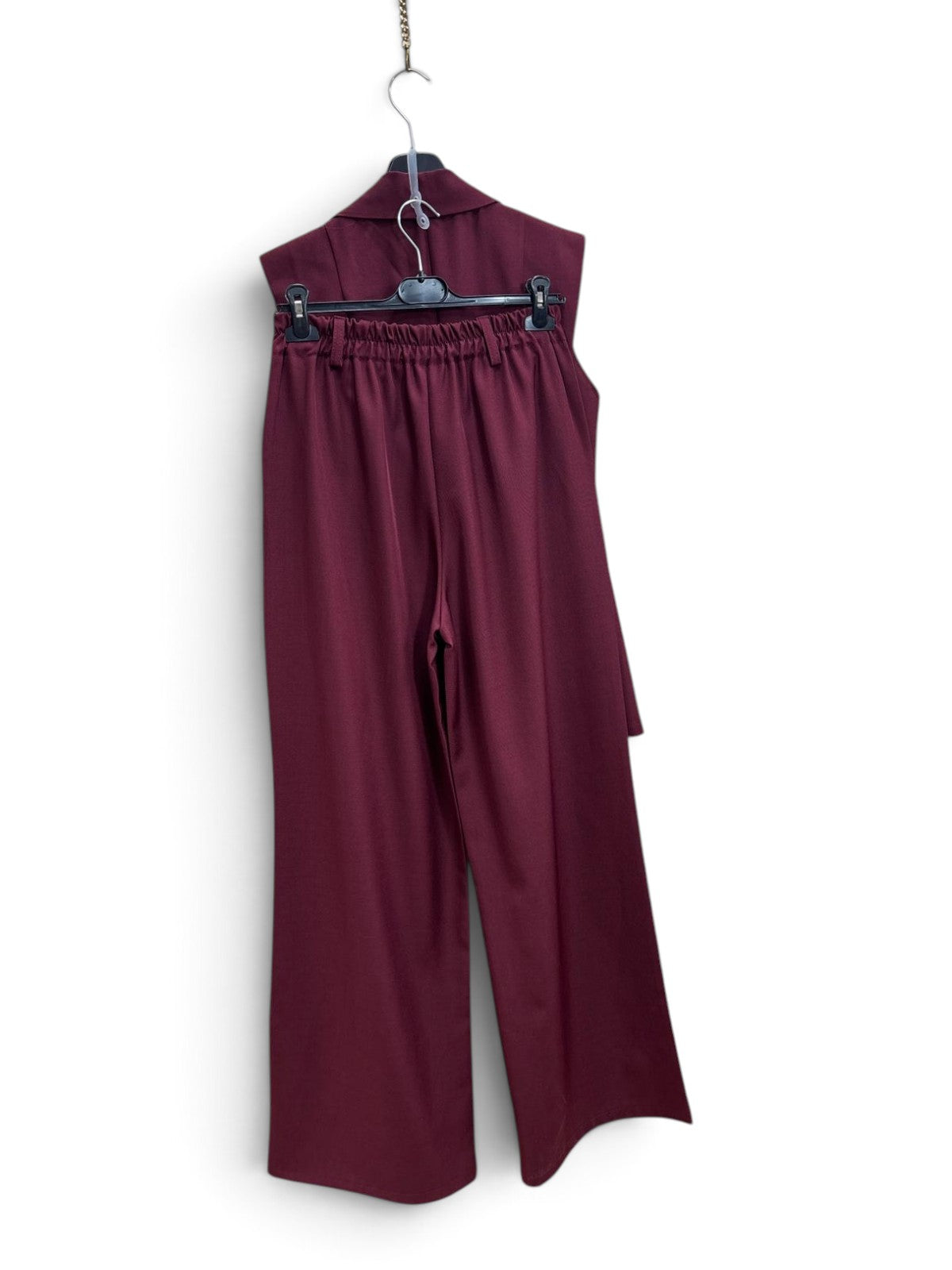 Completo Gilet & Pantalone Palazzo Bordeaux
