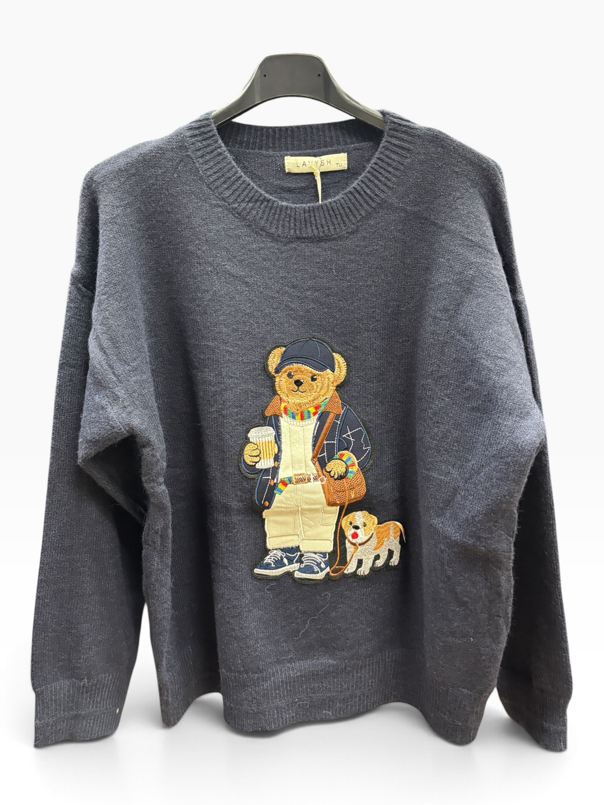 Maglia Teddy Embroidery Grigia
