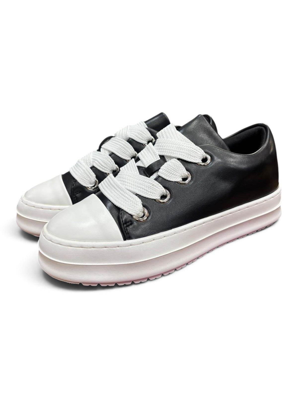 Sneakers Low Platform Nero & Bianco