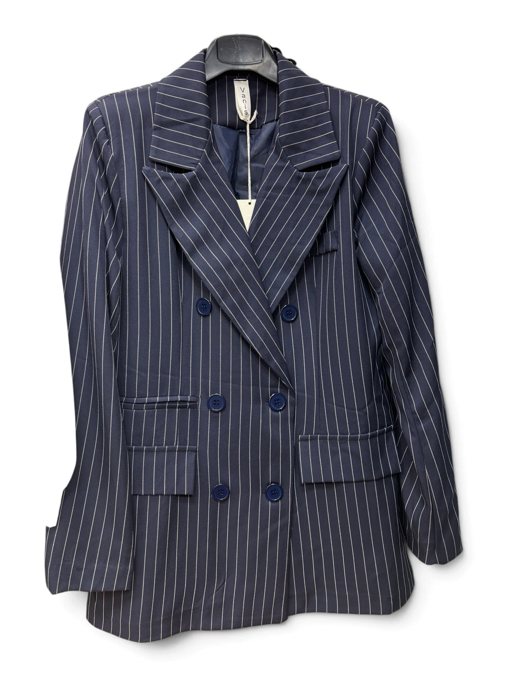 Completo Tailleur 4 Pezzi Blue Gessato – Blazer, Pantalone, Camicia e Cravatta