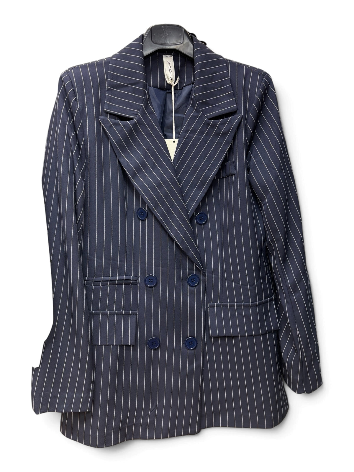Completo Tailleur 4 Pezzi Blue Gessato – Blazer, Pantalone, Camicia e Cravatta