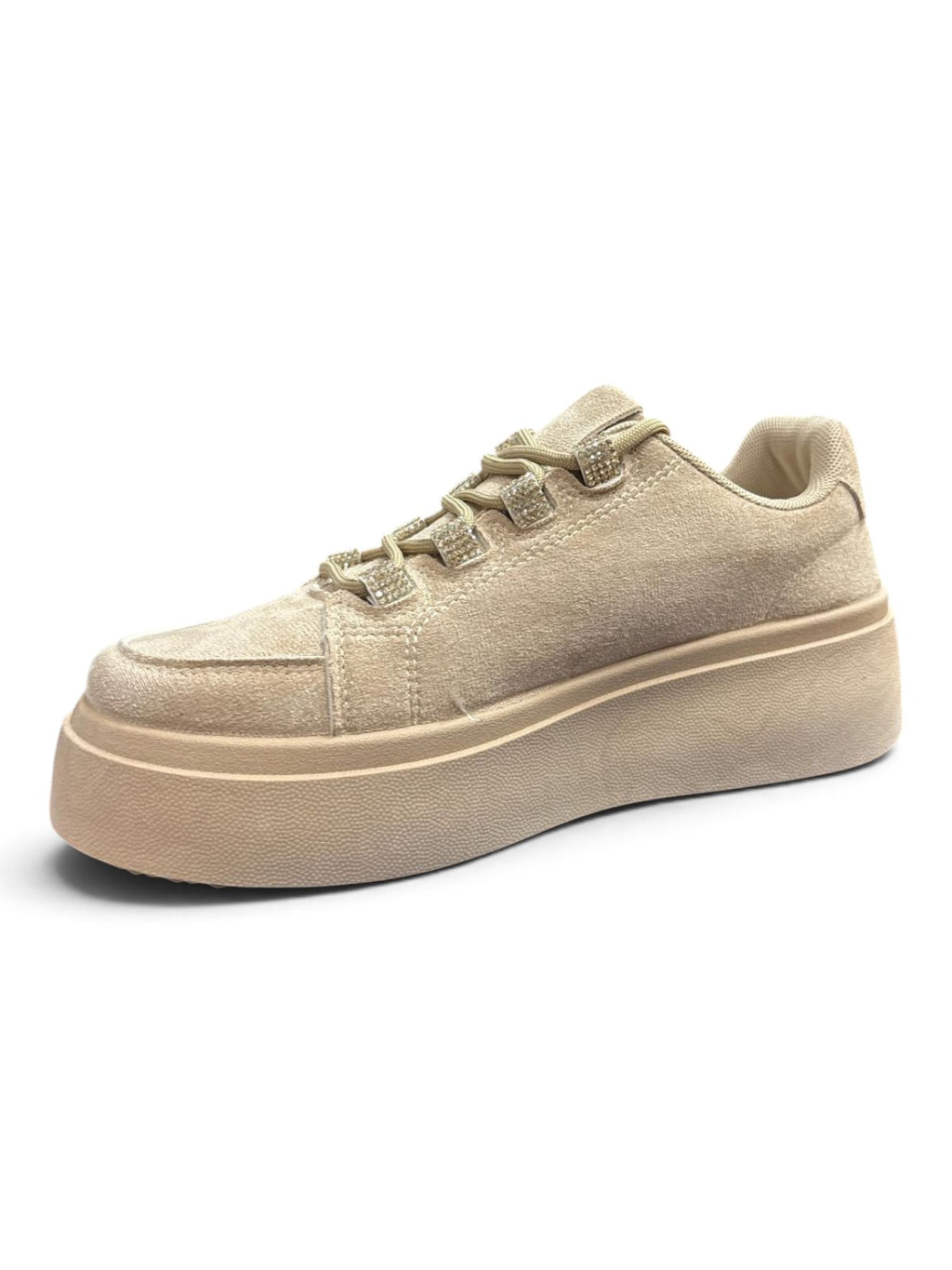 Sneakers Platform Suede Beige