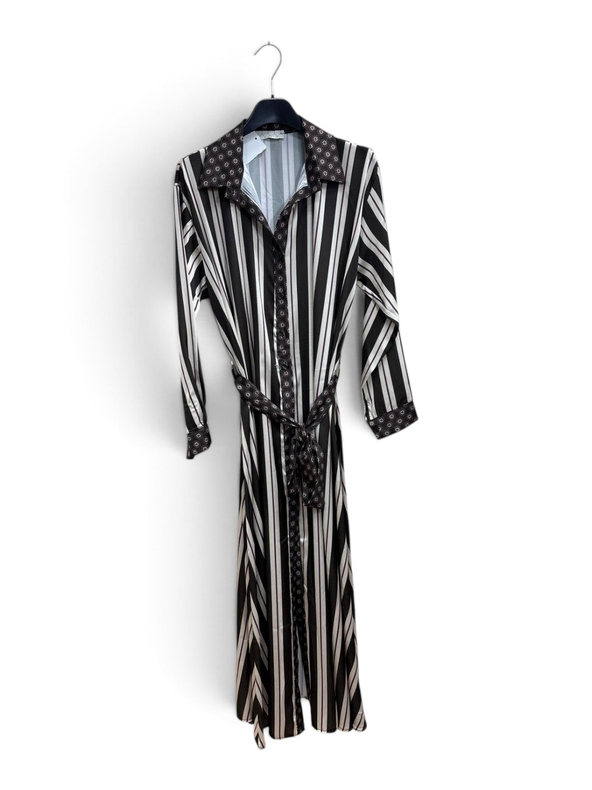 Abito Lungo Righe Chic Marrone