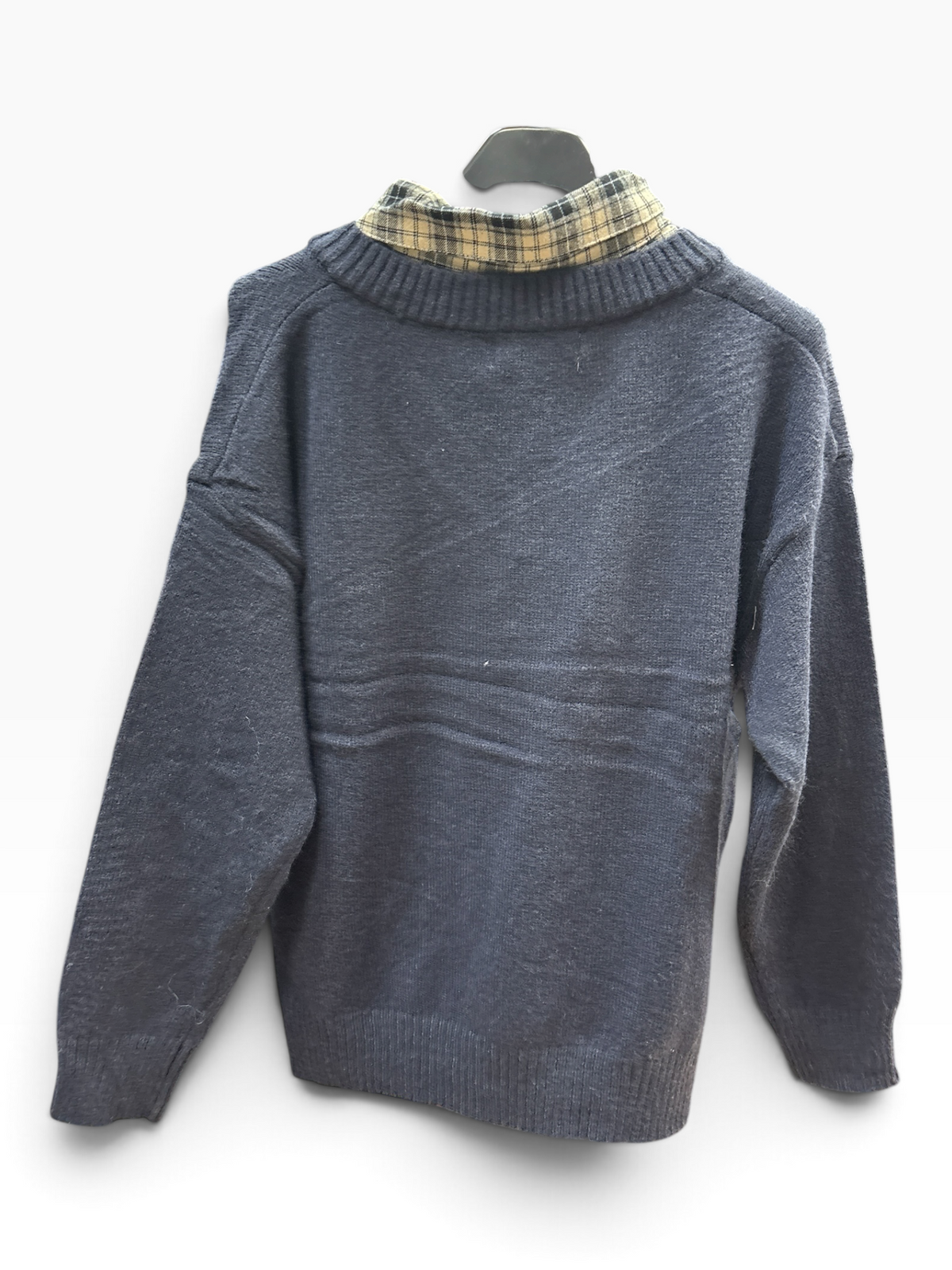 Maglia College con Inserto Camicia Check Blu