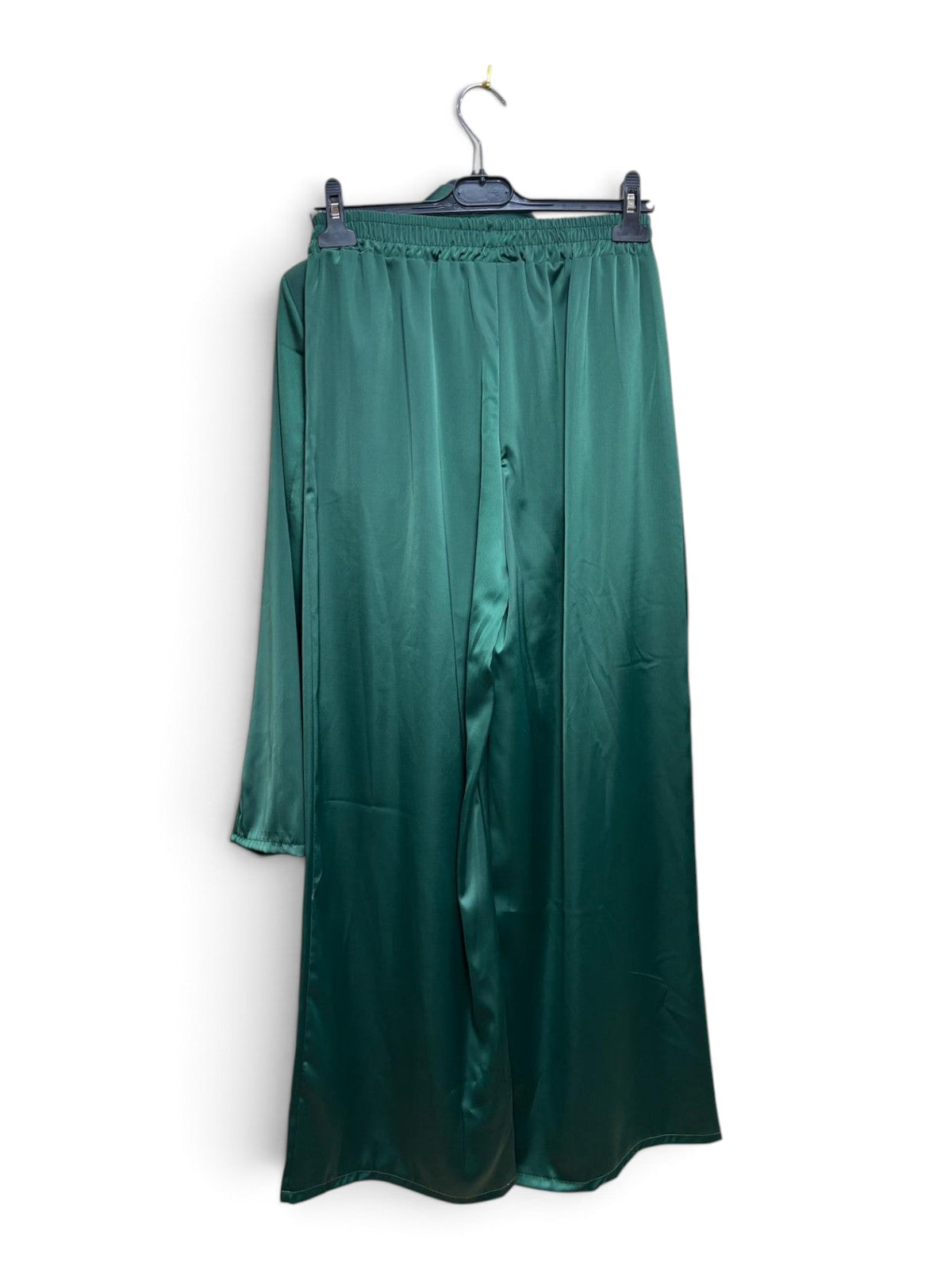 Completo Satin Palazzo Verde Smeraldo