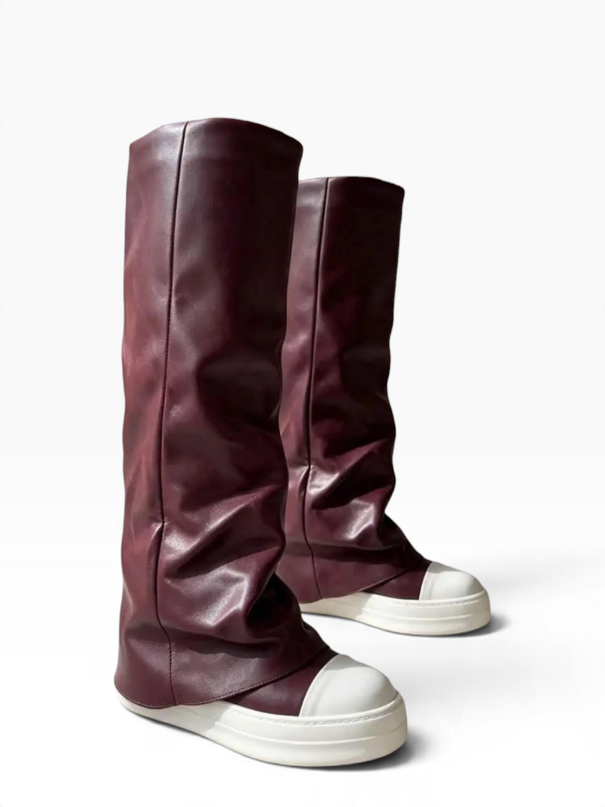 Stivale Biker Bordeaux con Fondo Bianco