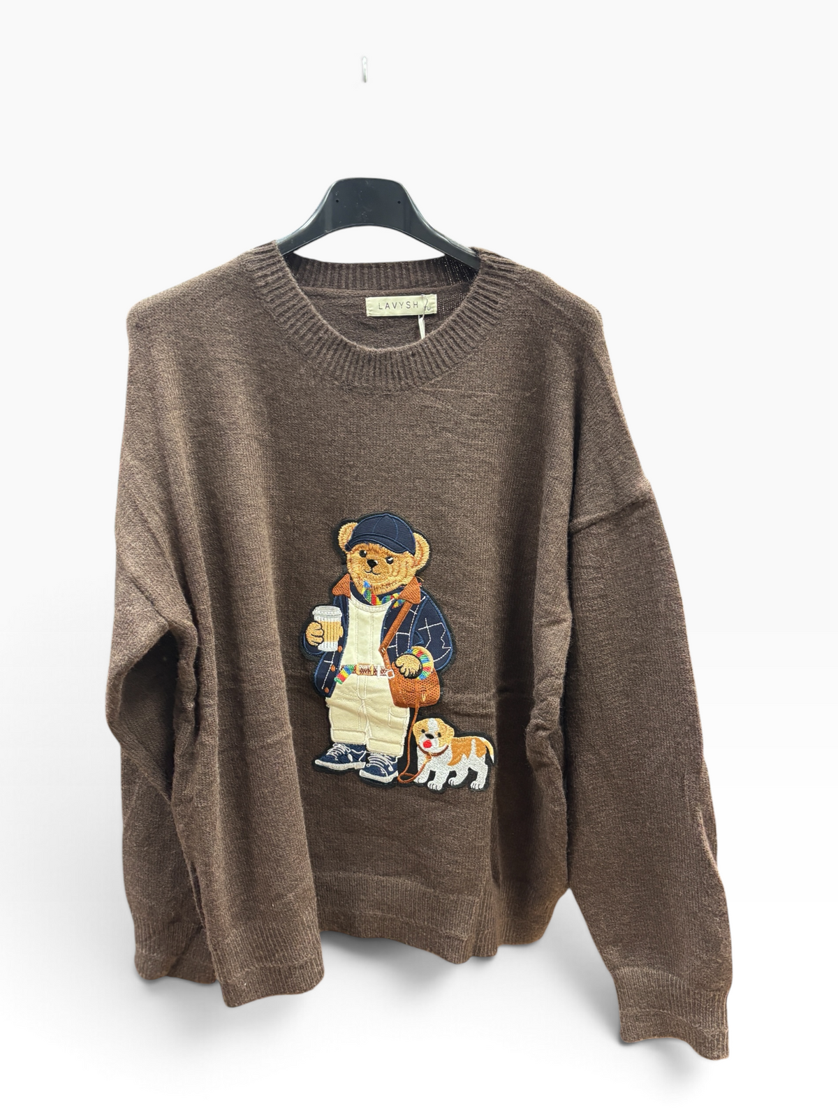 Maglia Teddy Embroidery Tortora