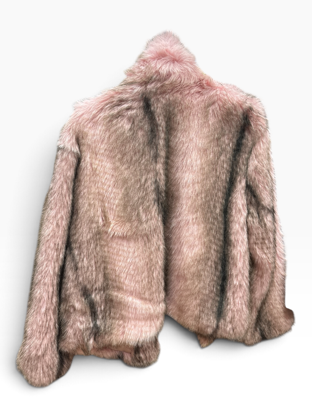 Giacca Corta in Ecopelliccia Rosa Cipria con Revers