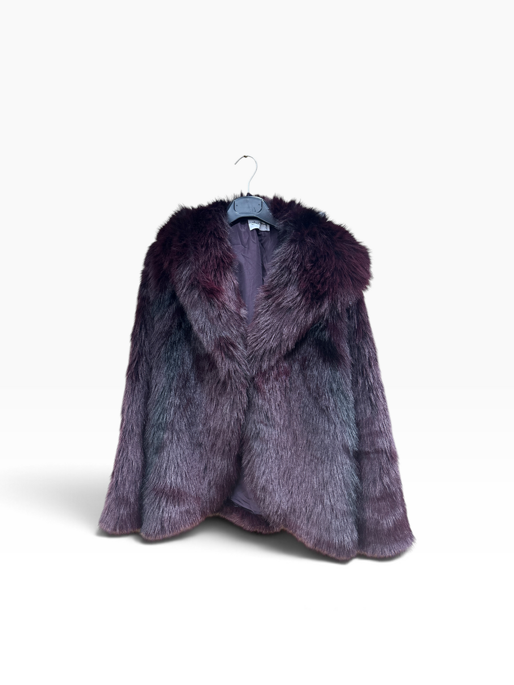 Cappotto corto in ecopelliccia bordeaux