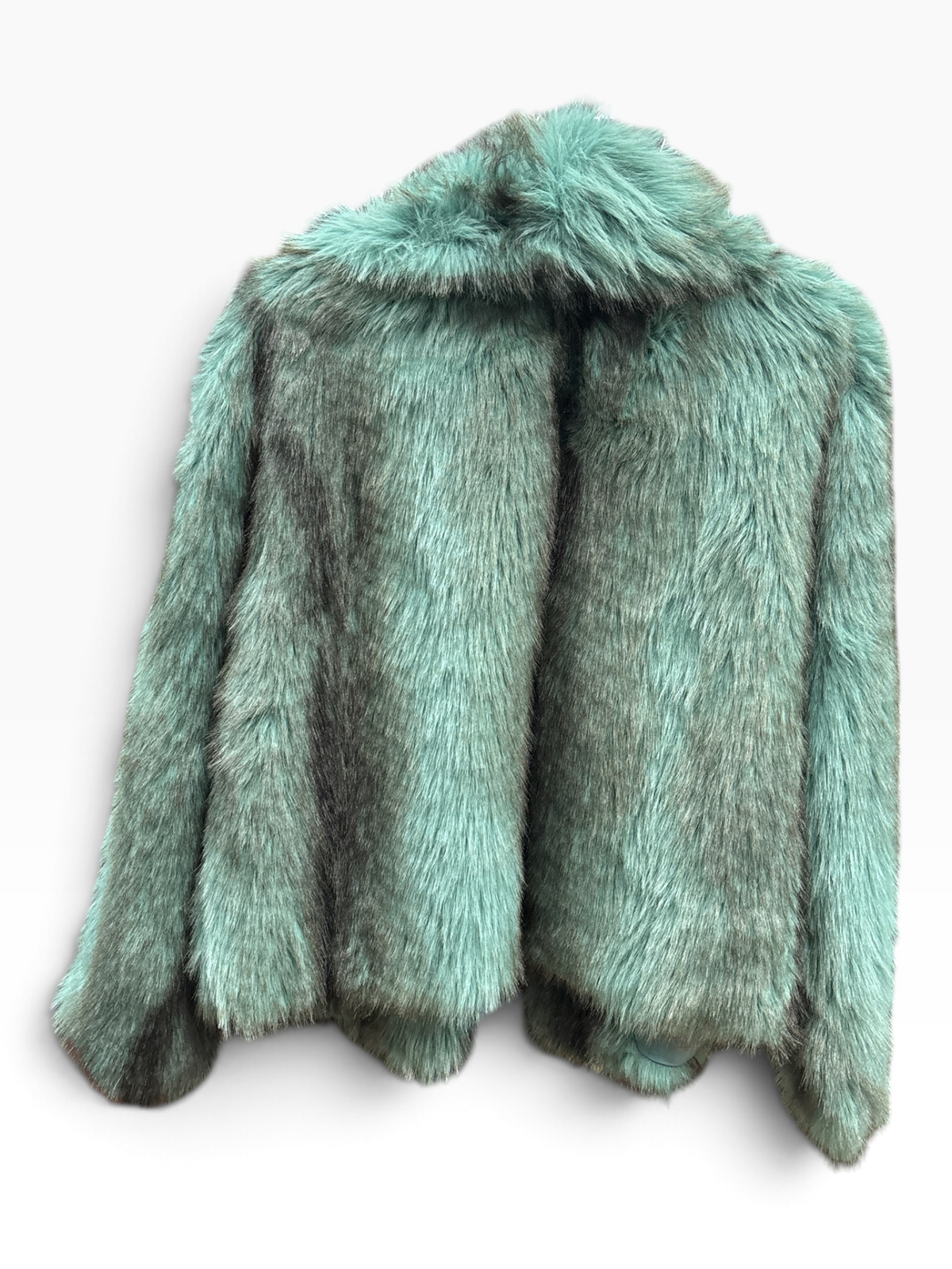 Giacca Corta in Ecopelliccia Verde Menta con Revers