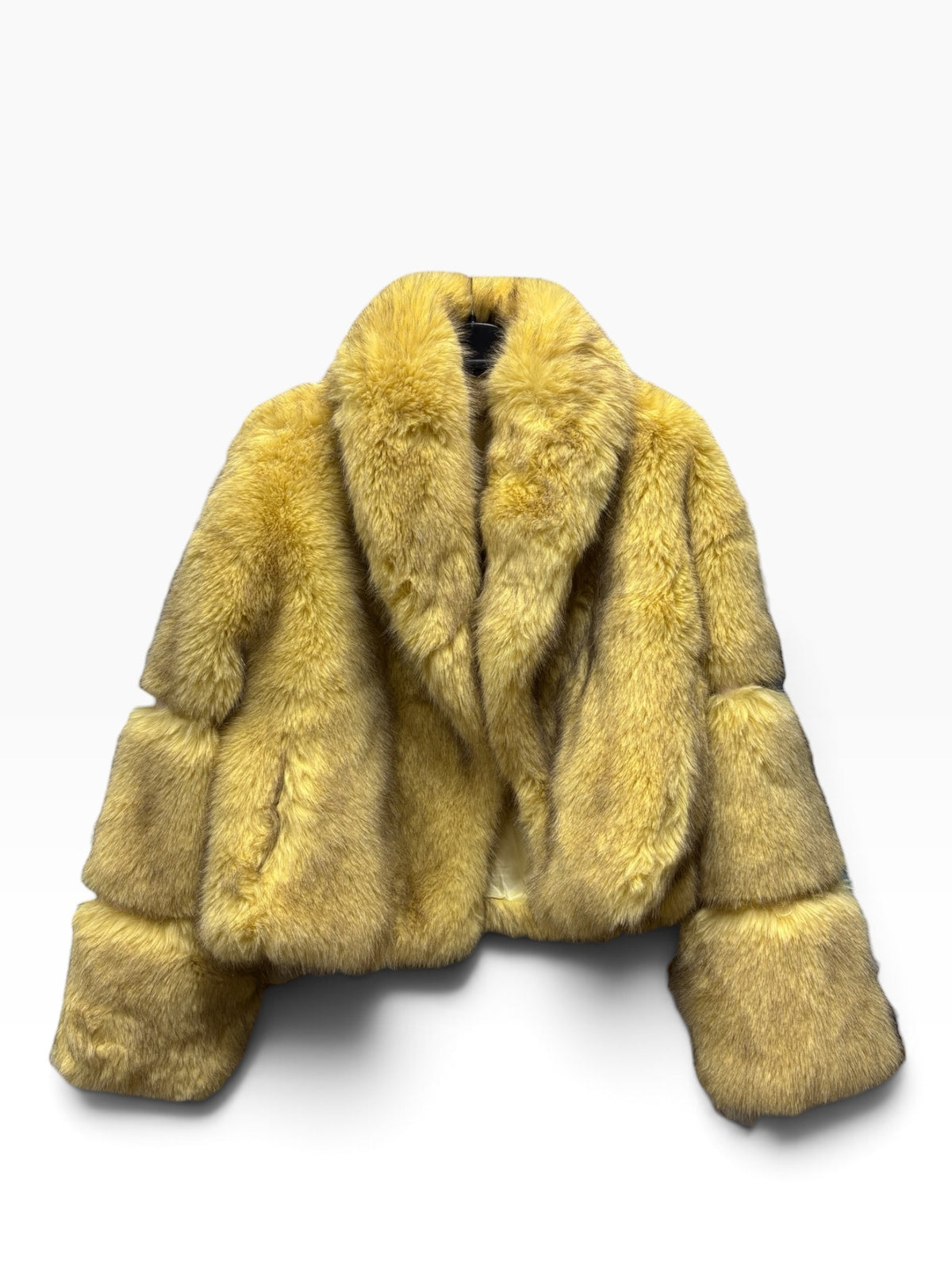 Giacca in Eco-Pelliccia Giallo Senape