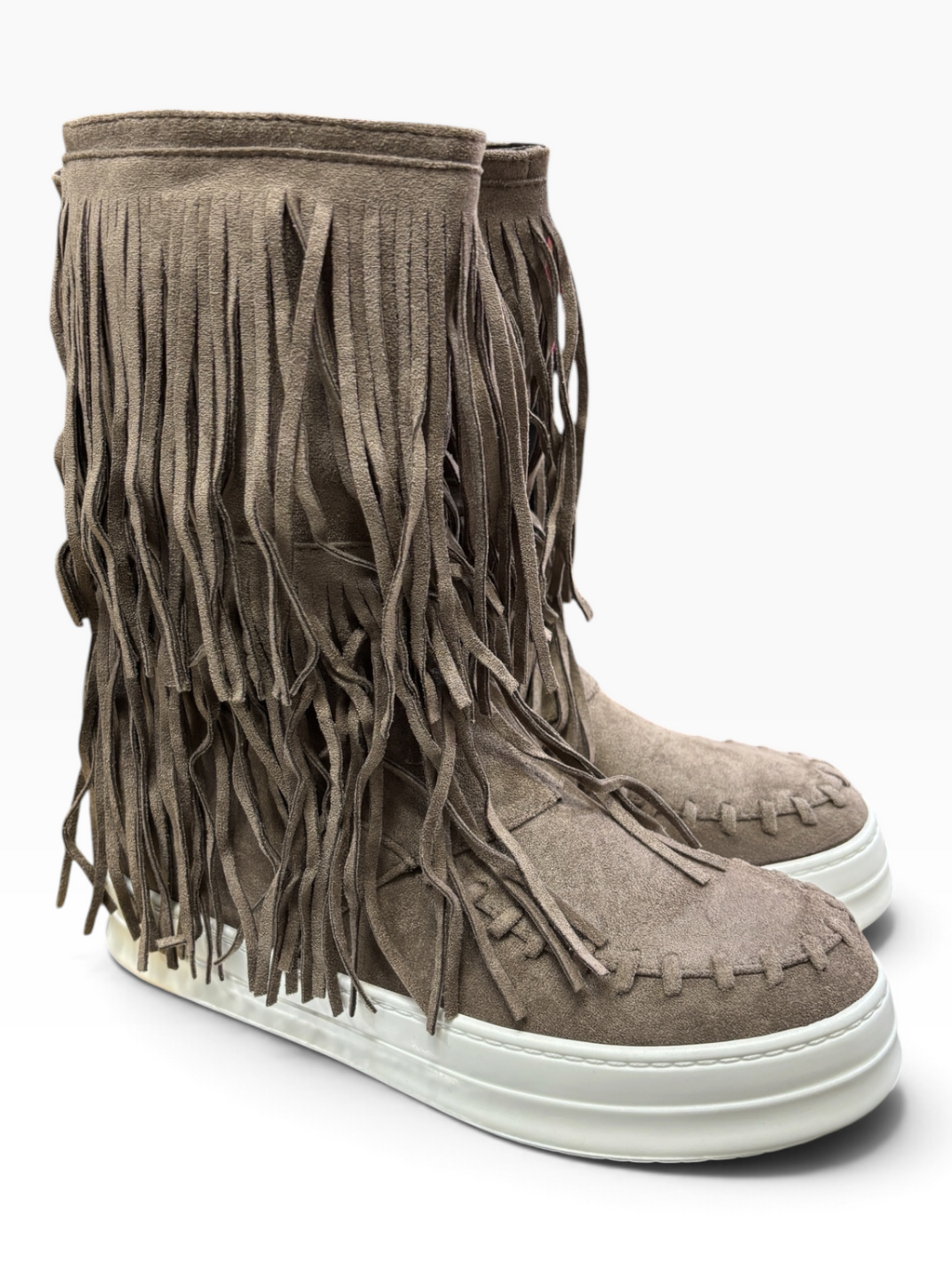 Stivaletto Frange Boho Chic Beige