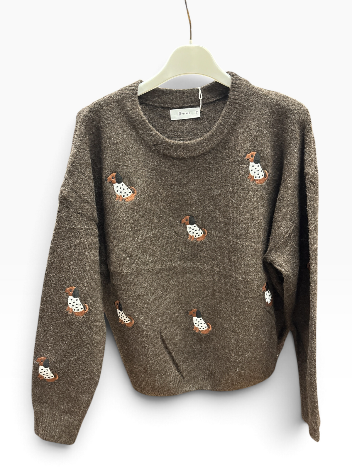Maglia Dog Embroidery Brown