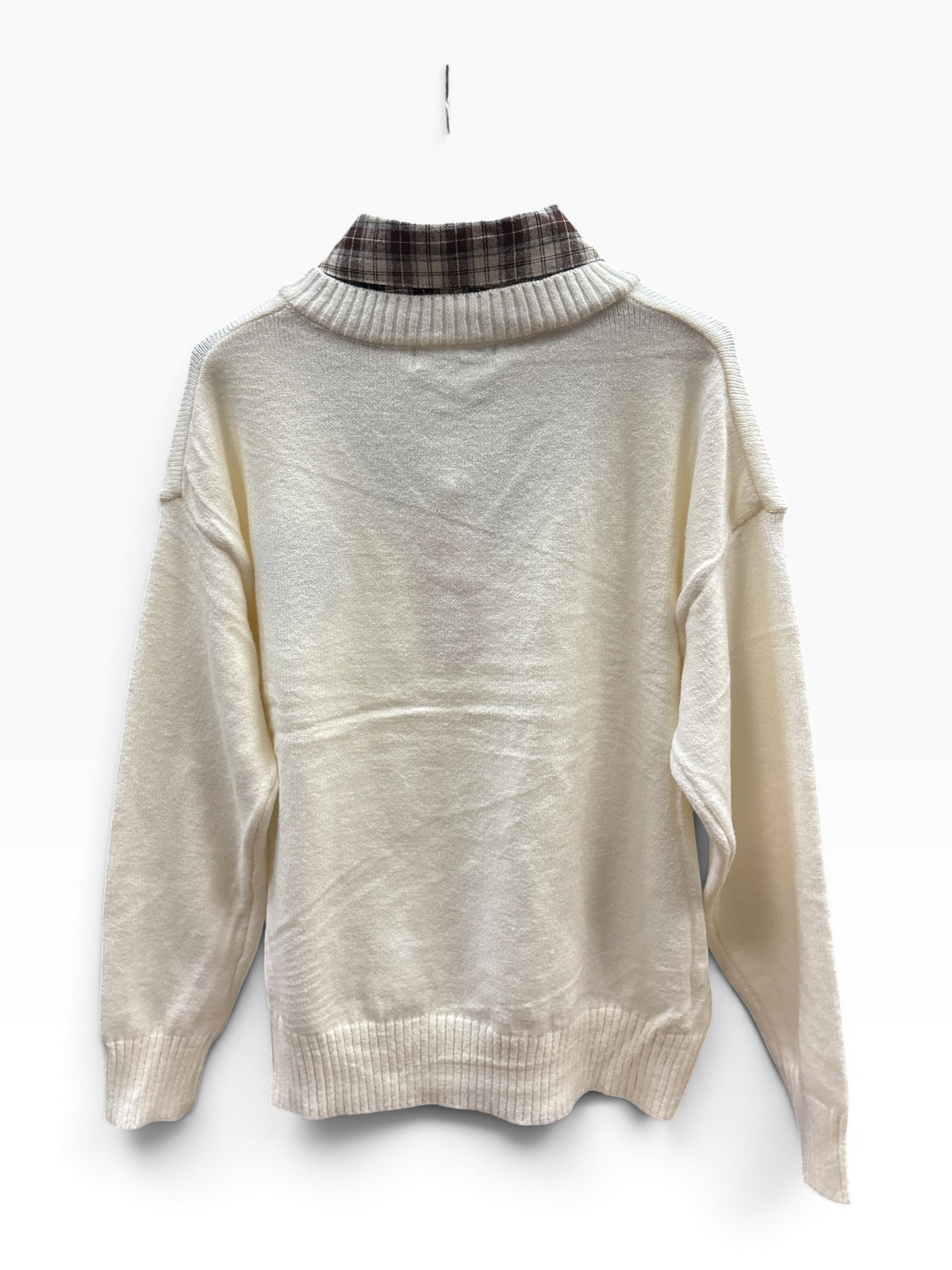 Maglia College con Inserto Camicia Check Beige