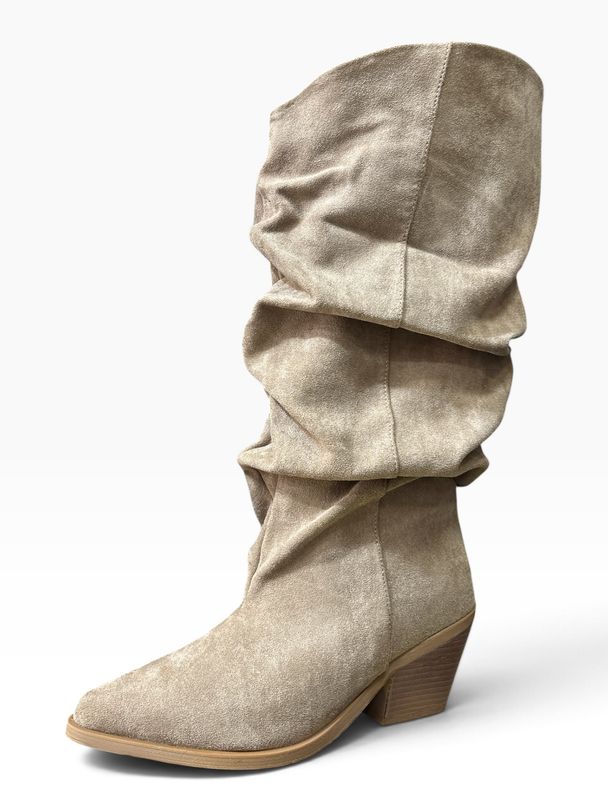 Stivale Slouchy Beige Effetto Camoscio