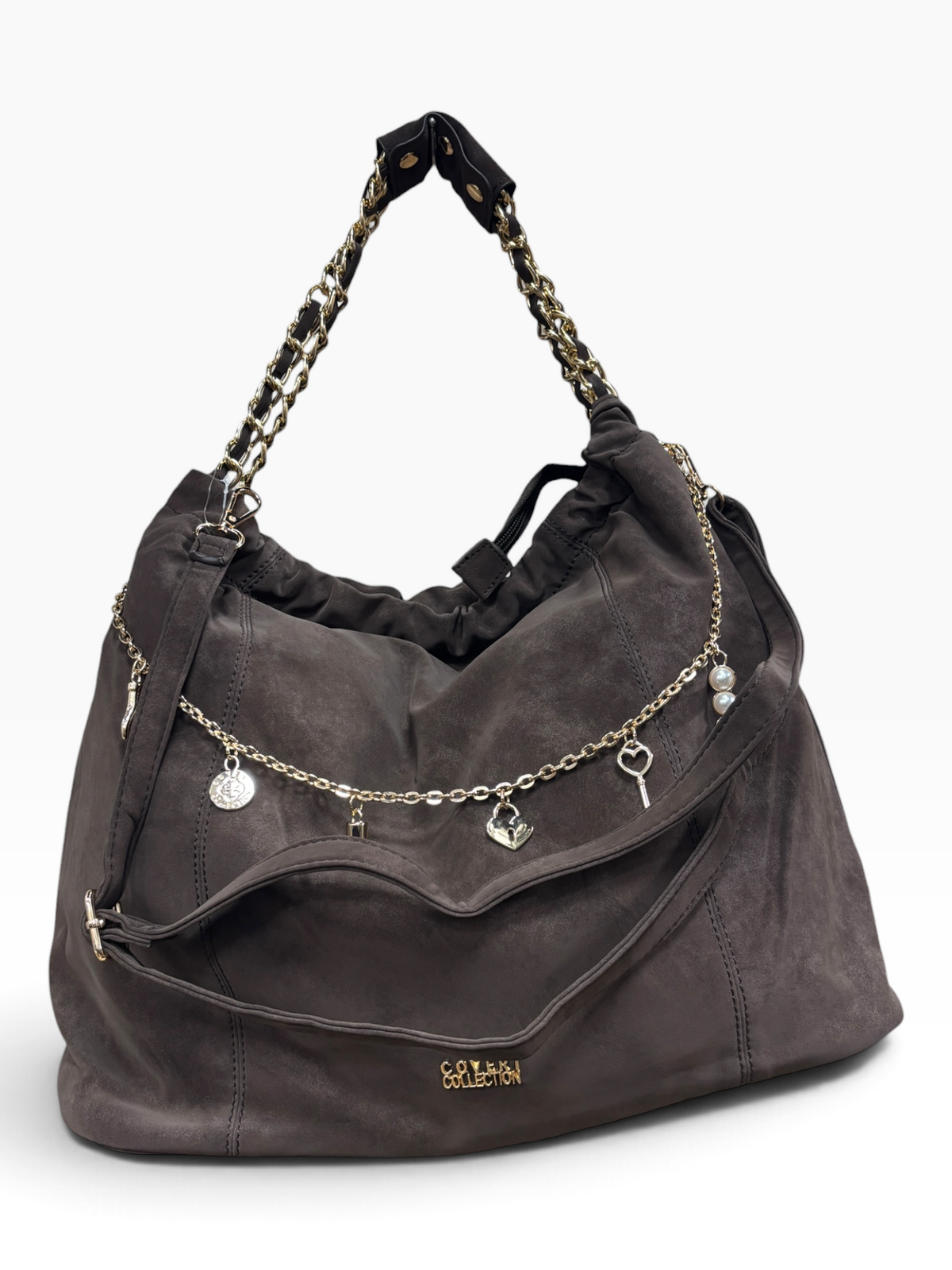 Borsa Coveri Collection Coffee con Catena Gioiello