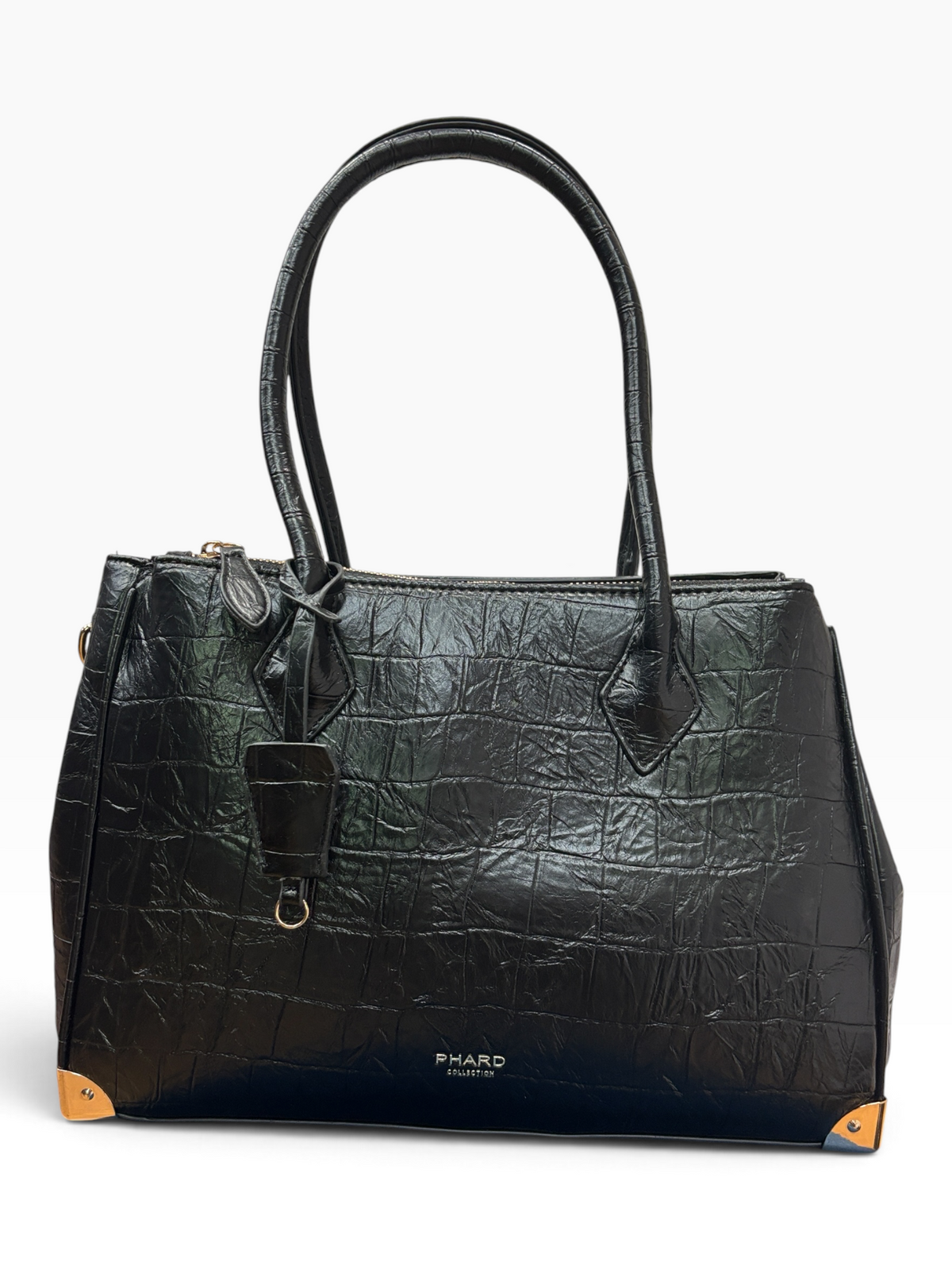 Borsa a Mano Effetto Cocco Nera – Phard