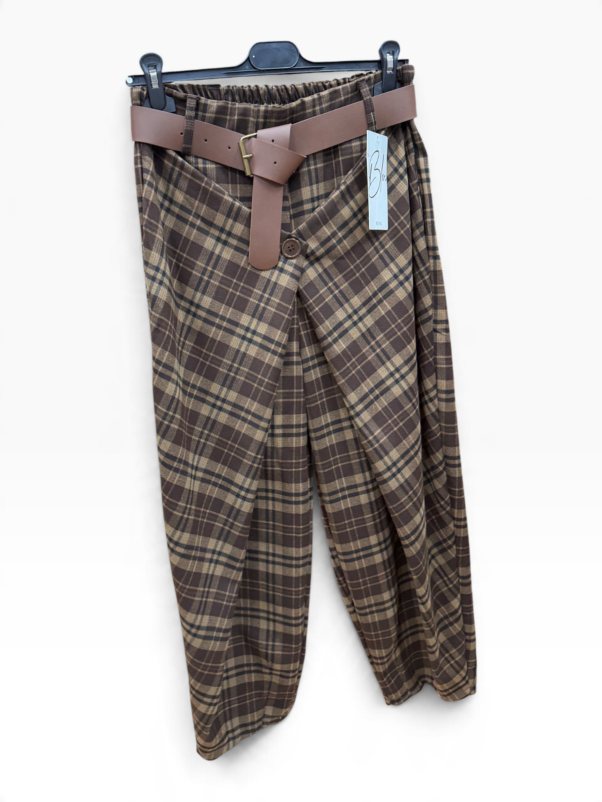 Pantalone NEW Wrap con Cintura QUADRI