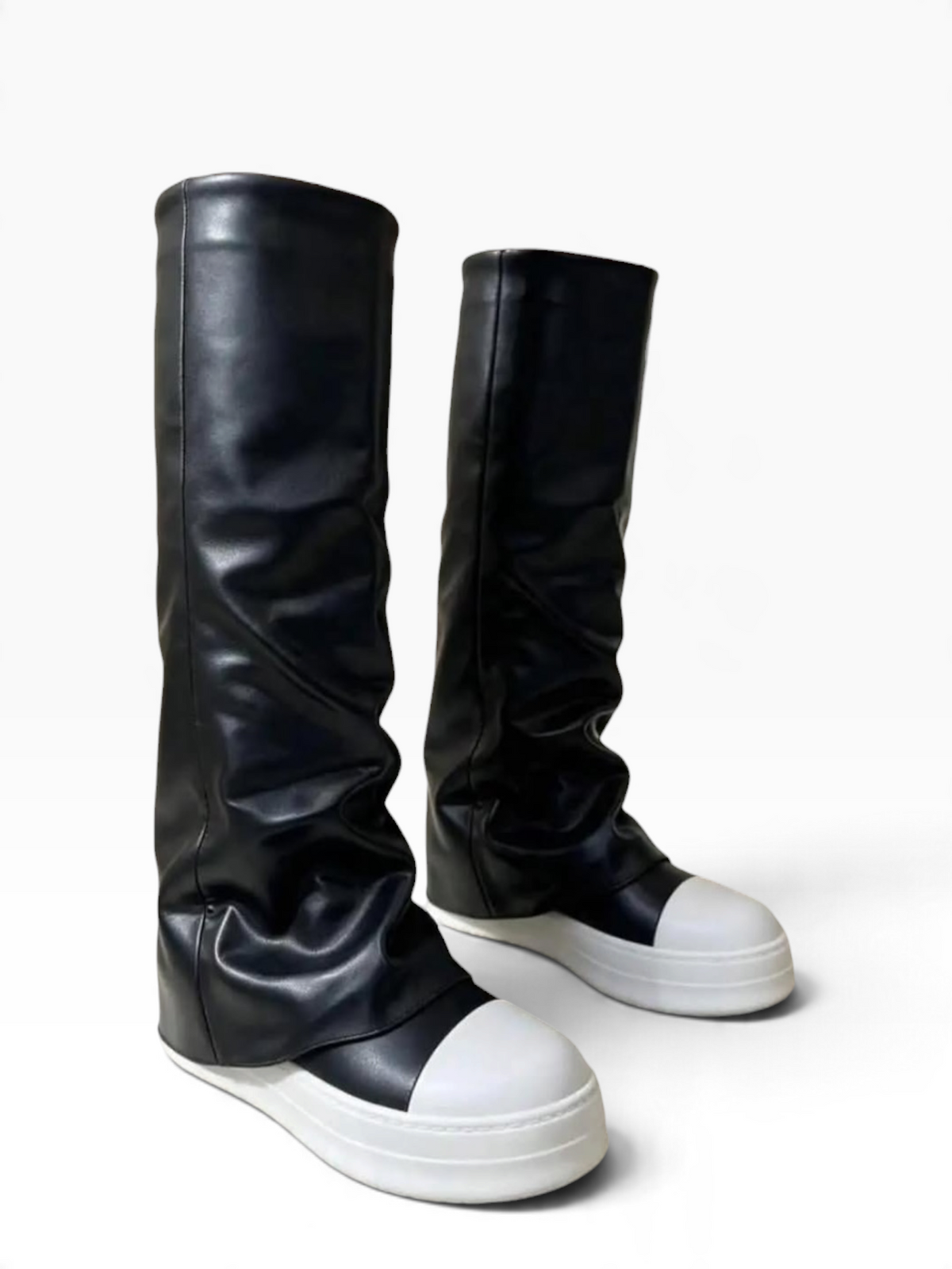 Stivale Biker Nero con Fondo Bianco