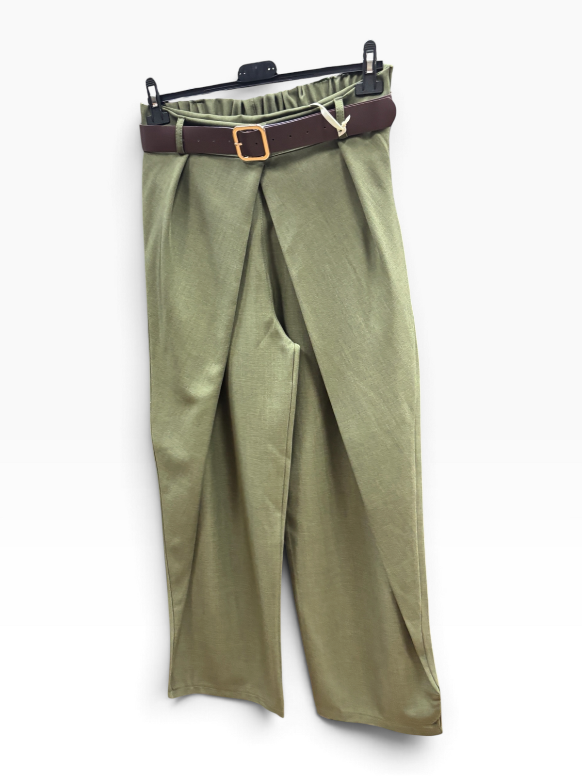 Pantalone Wrap con Cintura Verde