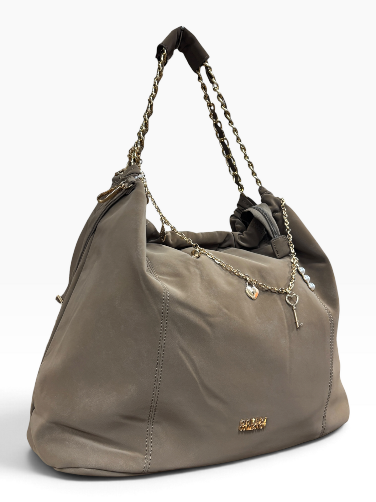 Borsa Coveri Collection Beige con Catena Gioiello